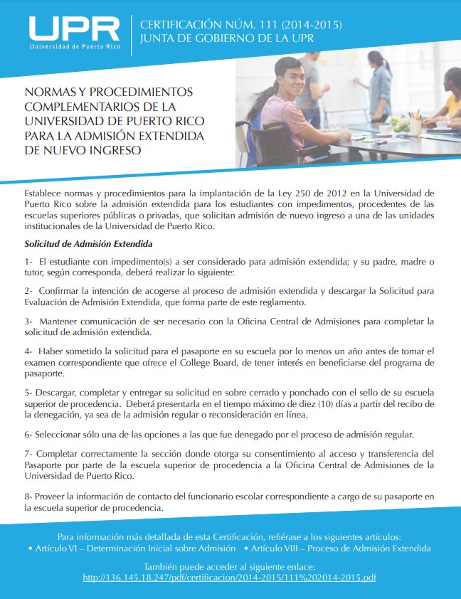 Información sobre Admisión Extendida